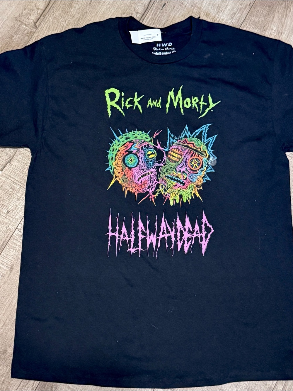Rick and Morty Black Neon Graphic Tee by HWD